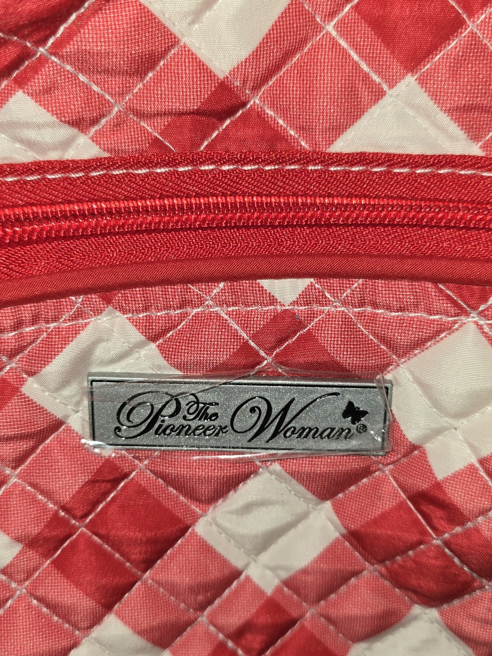 The Pioneer Woman Red Plaid Quilted Tote Bag